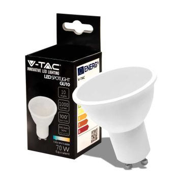 V-TAC PRO VT-271 Lampadina faretto spot led chip samsung SMD 10W GU10 100° bianco freddo 6500K satinato - SKU 21880