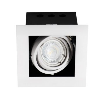 Portafaretto incasso orientabile 30° Quadrato GU10  max 35W IP20 Bianco - Kanlux MERIL DLP-50-W Cod.26480