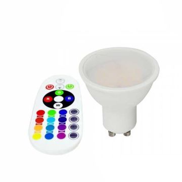 V-TAC SMART VT-2244 lampadina spot LED smd 5.5W GU10 RGB+W bianco caldo 3000K con telecomando - sku 212778