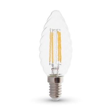 V-Tac VT-274 Lampada chip led samsung filament 4W E14 candela tortiglione Twist bianco caldo 2700K - SKU 279