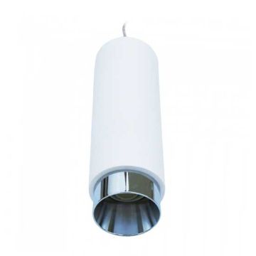 V-TAC VT-863 Lampadario portafaretto pendente 1mt GU10 in gesso con bordo metallo cromato - sku 3129