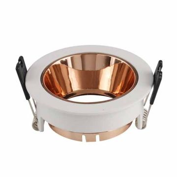 V-TAC VT-872 Portafaretto incasso rotondo orientabile bianco con interno ramato per lampade GU10-GU5.3 - SKU 3155