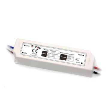 V-TAC VT-22065 Alimentatore slim led 60W 12V 5A waterproof IP67 in plastica cavi a saldare  - SKU 3252