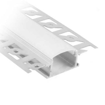 V-TAC VT-8101 Profilo in alluminio da 2M milky cover per cartongesso striscia LED - sku 3359