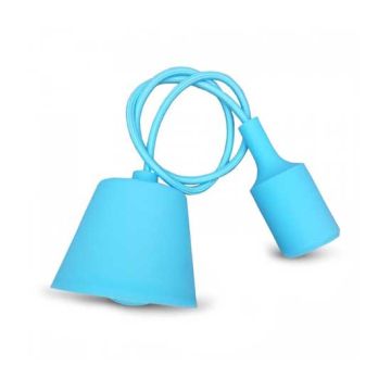 Portalampada decorativo pendente 1MT in silicone attacco E27 - Mod. VT-7228 SKU 3482 - Celeste