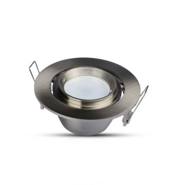 V-TAC VT-700S portafaretto orientabile zoom fitting incasso rotondo nickel satinato per lampade gu10-gu5.3 - SKU 3690