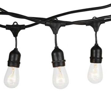 V-TAC VT-7135 catenaria portalampada E27x10pcs 10 lampadine raccordabile nero 5M con ingresso e uscita schuko IP65