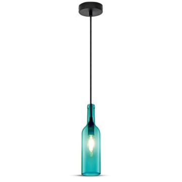 V-TAC VT-7558 Lampadario led forma bottiglia decorativo in vetro 1MT attacco E14 Ф72mm colore blu sku 3768