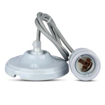 V-TAC VT-7998 Lampadario pendente 1MT E27 in porcellana Ф47mm IP20 grigio - SKU 3808