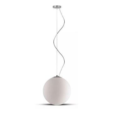 V-TAC VT-7251 Lampadario a sospensione 1MT E27 in vetro acrilico opaco con finiture cromo forma sferica Ф250mm - sku 3839