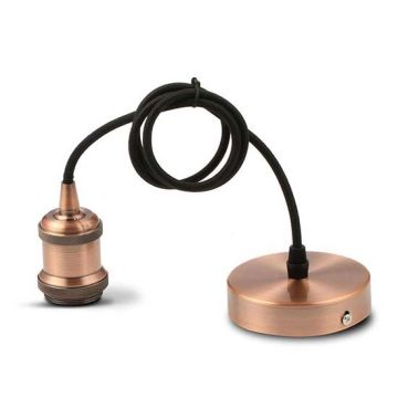 V-TAC VT-7555 Lampadario a sospensione 1MT E27 in metallo colore bronzo oro rosa Ф50mm IP20 - SKU 3840