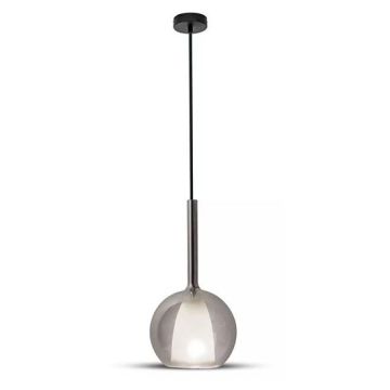 V-TAC VT-7304 Lampadario portalampada 1mt doppio vetro grigio scuro + bianco satinato 1xE27 Ф250mm - SKU 3876