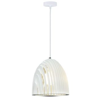 V-TAC VT-7255-W Lampadario a campana Prismatica LED in Metallo Portalampada E27 (Max 60W) Bianco sku 3952