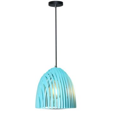 V-TAC VT-7255-B Lampadario a campana Prismatica LED in Metallo Portalampada E27 (Max 60W) BLU