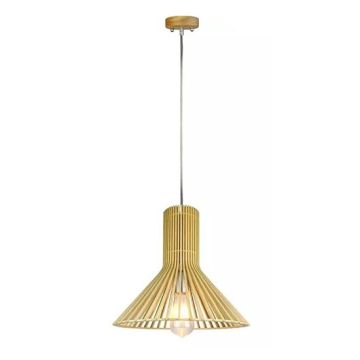 V-TAC VT-3350 Lampadario Portalampada 1MT E27 in vero legno Ф350mm con cavo in gomma - SKU 40511