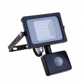 V-TAC PRO VT-10-S faro led 10W ultra slim nero con sensore PIR bianco caldo 300K IP65 - SKU 436