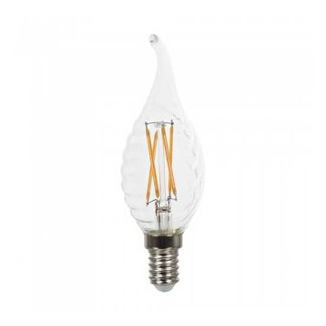 V-Tac VT-1995D Lampadina LED candela tortiglione soffio filamento 4W E14 bianco caldo 2700K dimmable - sku 43881