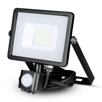 V-TAC PRO VT-20-S faro led 20W ultra slim nero con sensore PIR bianco freddo 6400K IP65 - SKU 453