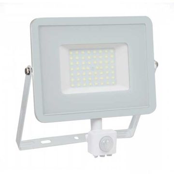 V-TAC PRO VT-50-S faro led 50W ultra slim bianco con sensore PIR bianco caldo 3000K IP65 - SKU 466