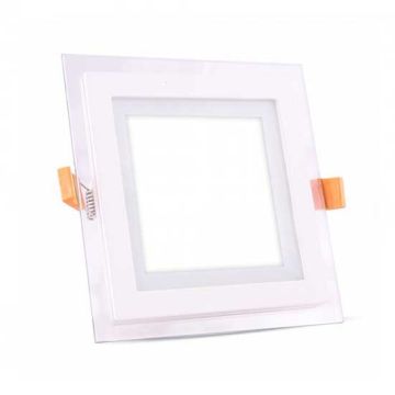 V-TAC VT-1881G-SQ Pannello LED incasso quadrato 18W bordo in vetro bianco freddo 6000K + Driver - SKU 4745