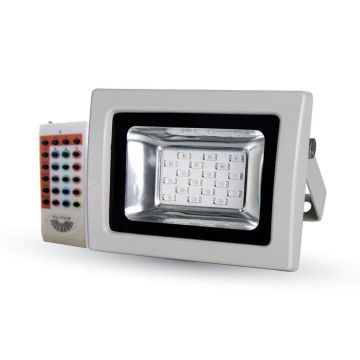 V-TAC VT-4711 Faro led smd 10W RGB con telecomando in alluminio grigio 800lm - sku 5894