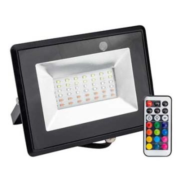 V-TAC VT-4932 Faro led smd 30W slim alluminio nero multicolore RGB da esterno IP65 con telecomando IR - sku 5995