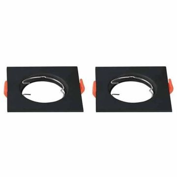 V-TAC VT-930 Portafaretti da incasso quadrato policarbonato nero box 2pcs per lampadine GU10-GU5.3 - sku 6643