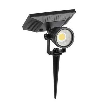 V-TAC VT-952 Picchetto da giardino LED COB 2W 3000K autoalimentato con pannello solare e crepuscolare orientabile fissaggio a terra IP65 - sku 6660