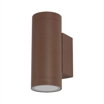 V-TAC VT-11015-C portalampada applique da esterno 2x GU10 portafaretto da parete colore corten wall light IP65 sku 6819