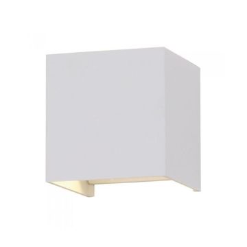 V-TAC VT-759 Lampada LED 5W applique parete quadrato 140lm/w corpo bianco satinato - IP65 doppio fascio luce bianco caldo 3000K - sku 217079