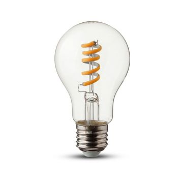 V-TAC VT-2164 Lampadina led effetto spirale filamento 4W E27 A60 vetro trasparente luce bianco caldo 2700K - 7336