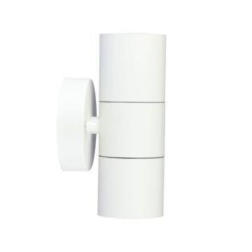 V-TAC VT-7662 Portalampada wall light da muro acciaio inossidabile rotondo alluminio bianco 2xGU10 IP44 – SKU 7570