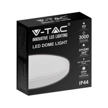 V-TAC VT-8630W-RD Plafoniera led 30W IP44 rotonda bianca 360° design moderno 4000K - sku 7622