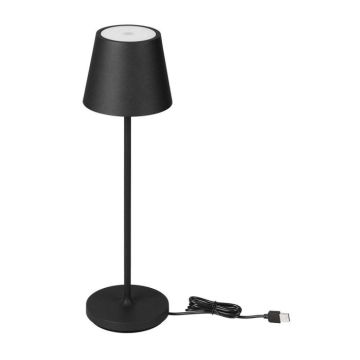 V-TAC VT-7522 Lampada da tavolo poldina LED 2W bianco caldo 3000K con batteria 4400mA Wireless Charging pulsante ON/OFF dimmerabile touch colore nero IP54 - SKU 7652