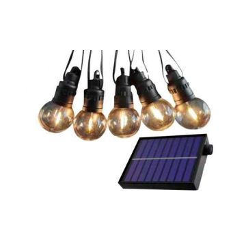 V-TAC VT-71512 catenaria LED con pannello solare e telecomando 12mt 10 lampadine mini globo filamento 0.5W 3000K IP44 - sku 7804