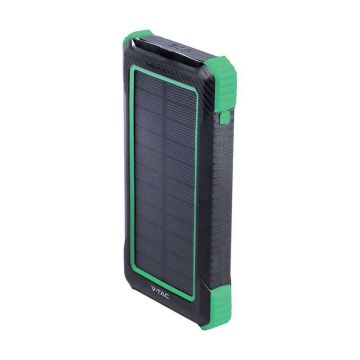 V-TAC VT-11111 Power Bank con pannello fotovoltaico caricabatterie portatile 10.000mah con ricarica wireless 3 uscite USB 2A bianco - sku 7835