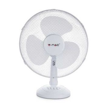 V-TAC VT-4012-3 Ventilatore oscillante 40W 12" da tavolo 3 pale in plastica colore bianco IP20 - sku 7924