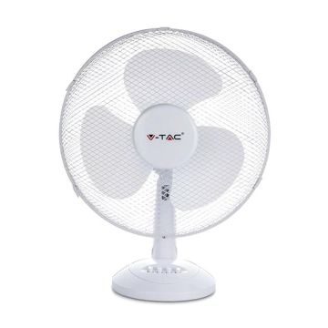 V-TAC VT-4017-3 Ventilatore oscillante 40W 16" da tavolo 3 pale in plastica colore bianco IP20 - sku 7925