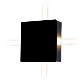 V-TAC VT-704 Lampada LED 4W da parete quadrato nero wall light bianco caldo 3000K IP65 - SKU 8211