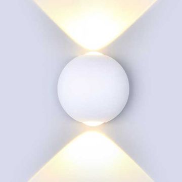 V-TAC VT-836 Lampada LED COB 6W da parete alluminio bianco wall light bianco caldo 3000K IP65 - SKU 8301