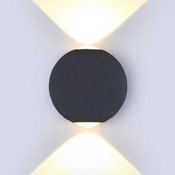 V-TAC VT-836 Lampada LED COB 6W da parete alluminio nero wall light bianco naturale 4000K IP65 - SKU 8304