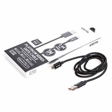 V-TAC VT-5331 cavo dati USB 2.0 1M Micro USB Platinum series in corda colore nero - sku 8488