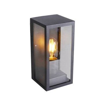 V-TAC VT-837 Portalampada Wall Light alluminio e vetro rettangolare nero 1xE27 IP44 - sku 8517