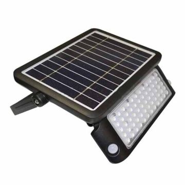 V-TAC VT-787-10 faro led 10W slim autoalimentato nero con pannello solare e sensore pir bianco naturale 4000K - sku 8550