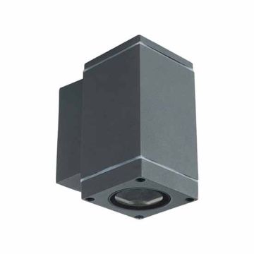 V-TAC VT-841 Portalampada wall light da muro in alluminio quadrato grigio opaco 1xGU10 IP44 – SKU 8626