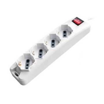 V-TAC Multipresa ciabatta 4 posti bipasso/schuko presa tedesca 10/16A cavo 1,5mt interruttore luminoso - sku 8711