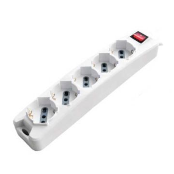 V-TAC Multipresa ciabatta 5 posti bipasso/schuko presa tedesca 10/16A cavo 1,5mt interruttore luminoso - sku 8712