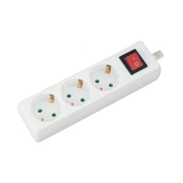 V-TAC VT-1113-2 Multipresa ciabatta 3 posti EU standard 16A cavo 1,5mt interruttore luminoso - sku 8762