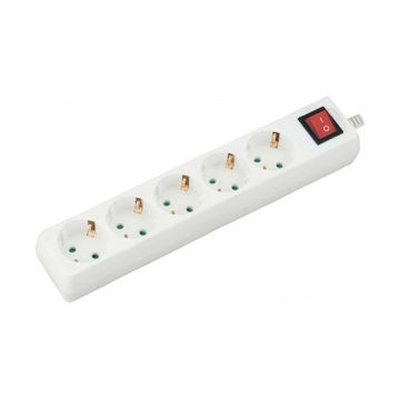 V-TAC VT-1115 Multipresa ciabatta 5 posti EU standard 16A cavo 1,5mt interruttore luminoso - sku 8766