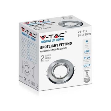 V-TAC VT-817 Portafaretti da incasso orientabile rotondo metallo nickel satinato per lampadine GU10-GU5.3 - sku 8939